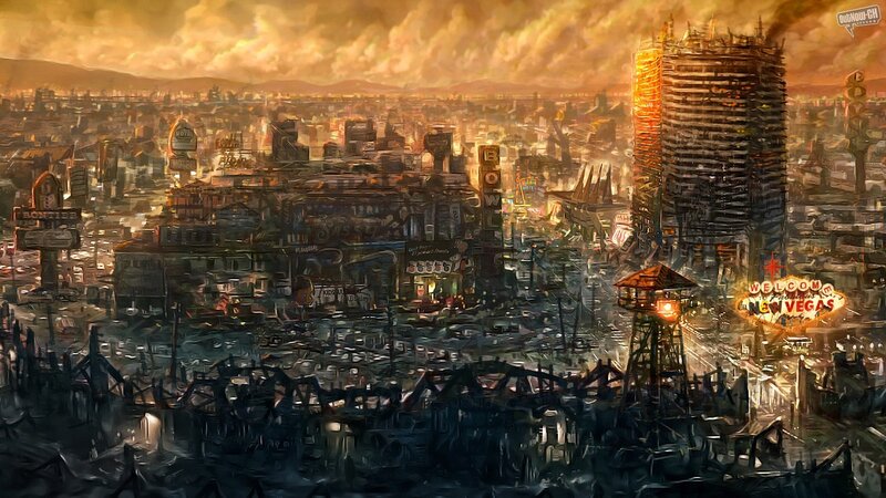 Ruined Cityscape — Orange, Apocalyptic
