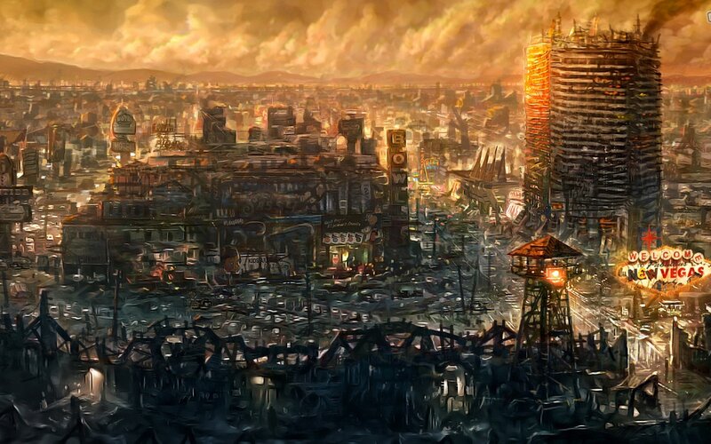 Ruined Cityscape — Orange, Dramatic