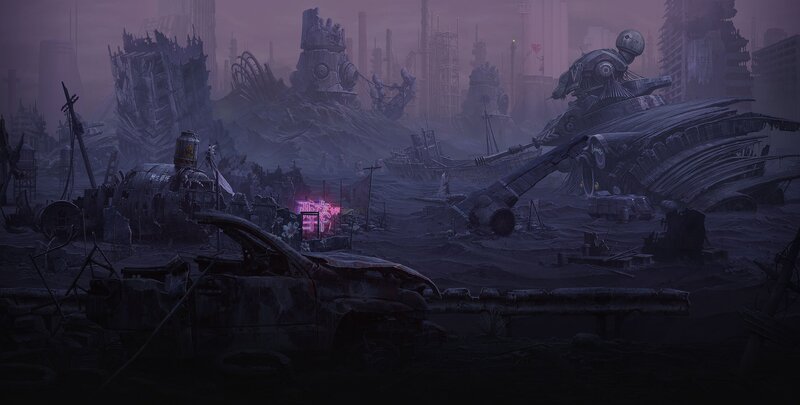 Ruined Cityscape — Purple