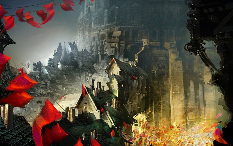 Ruined Cityscape — Red, Dramatic