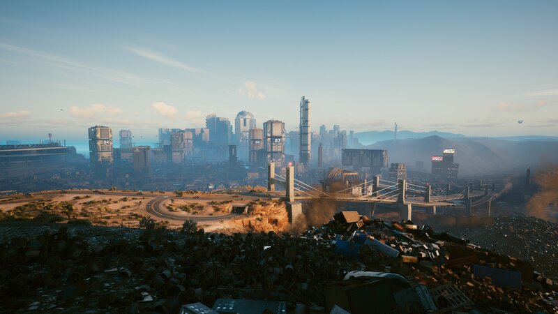 Ruined Cityscape View — Blue, Dramatic