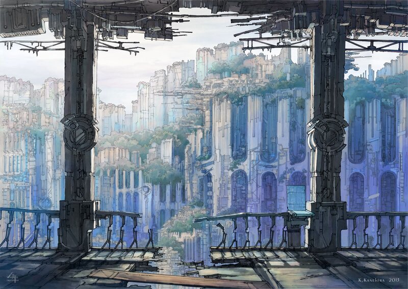 Ruined Cityscape View — Blue