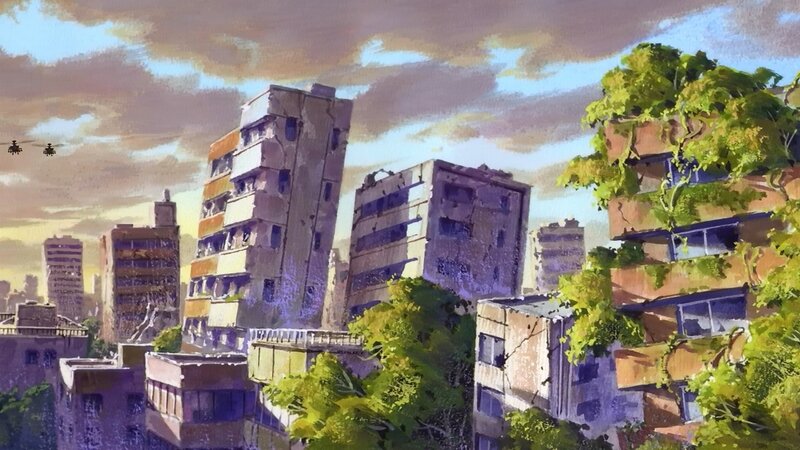 Ruined Cityscape with Trees