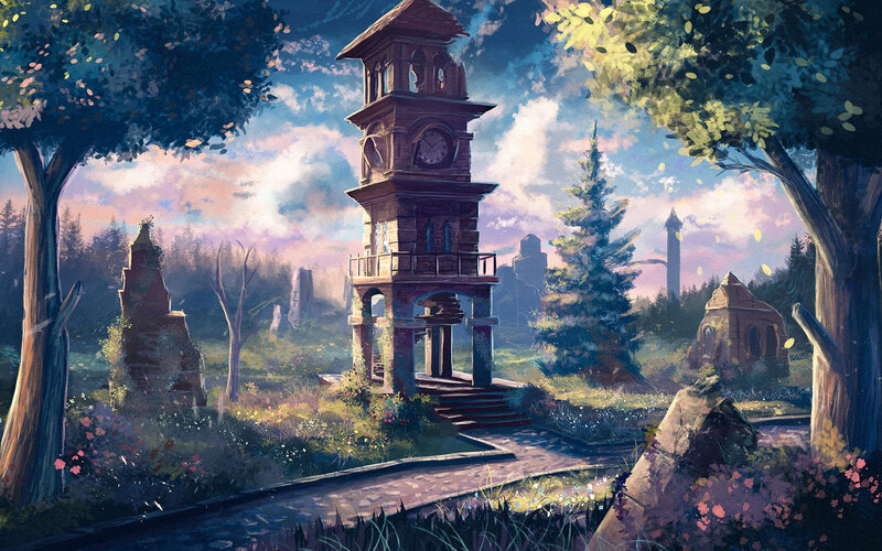 Ruined Clock Tower — Blue