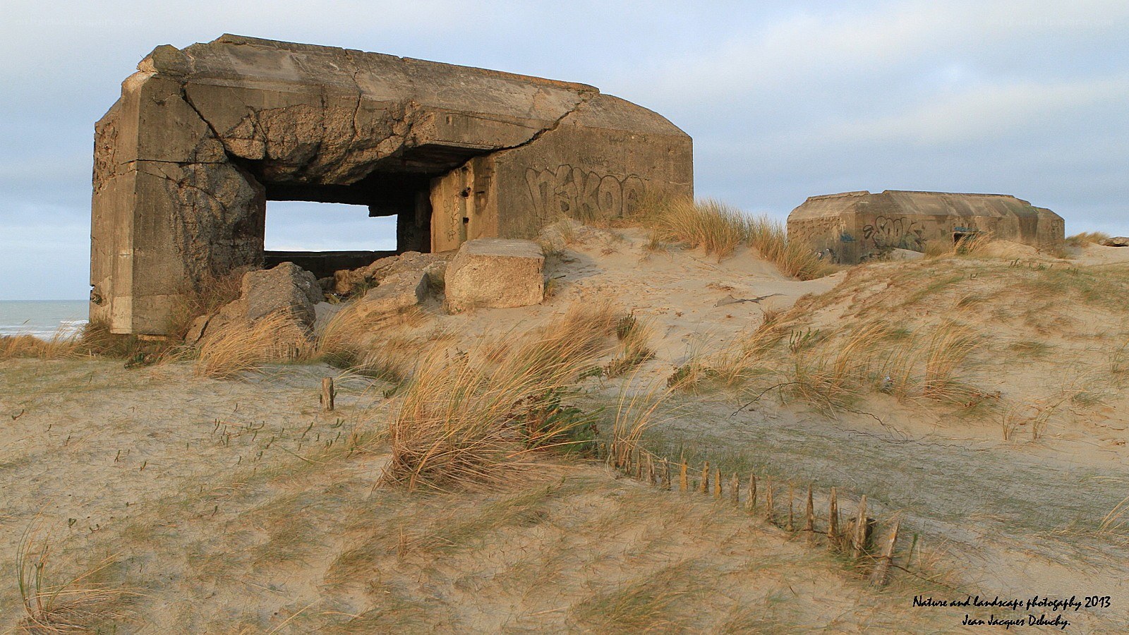 Ruined concrete bunker on a beach