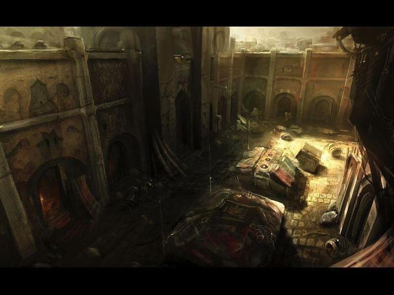 Ruined Courtyard with Debris