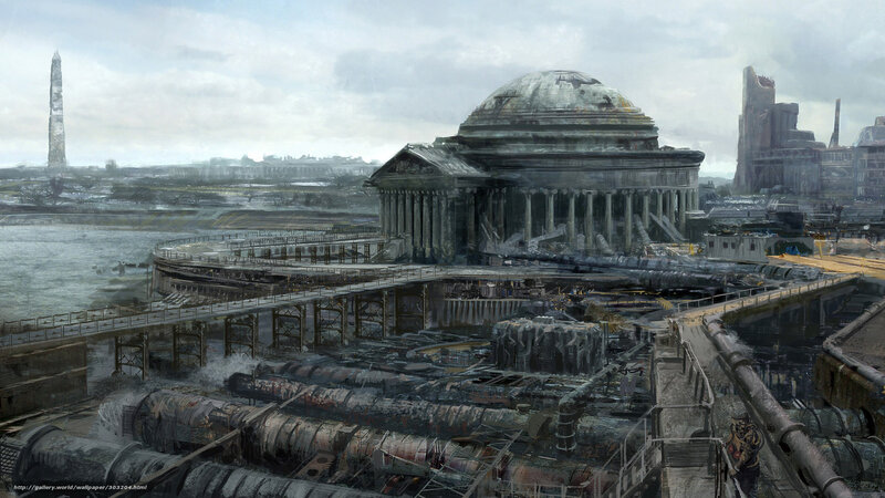 Ruined Domed Building — Gray, Dramatic