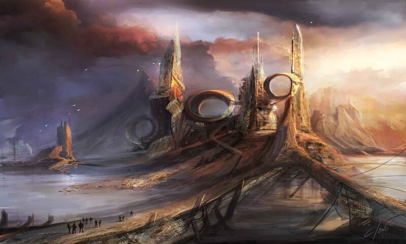 Ruined Futuristic City — Brown, Dramatic, Sunset