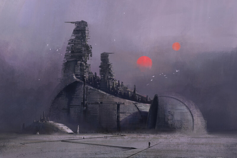 Ruined Futuristic City — Gray, Dramatic