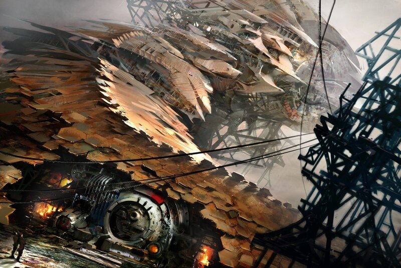 ruined futuristic cityscape