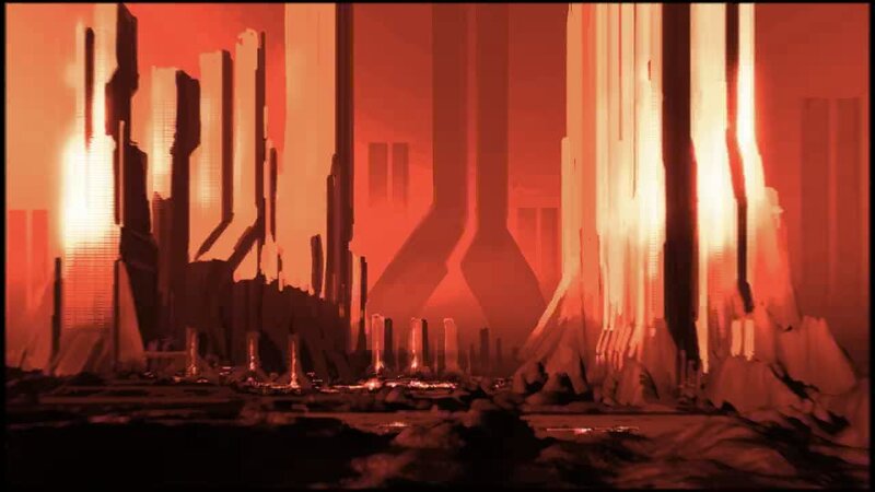 ruined futuristic cityscape