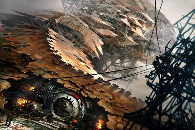 ruined futuristic cityscape