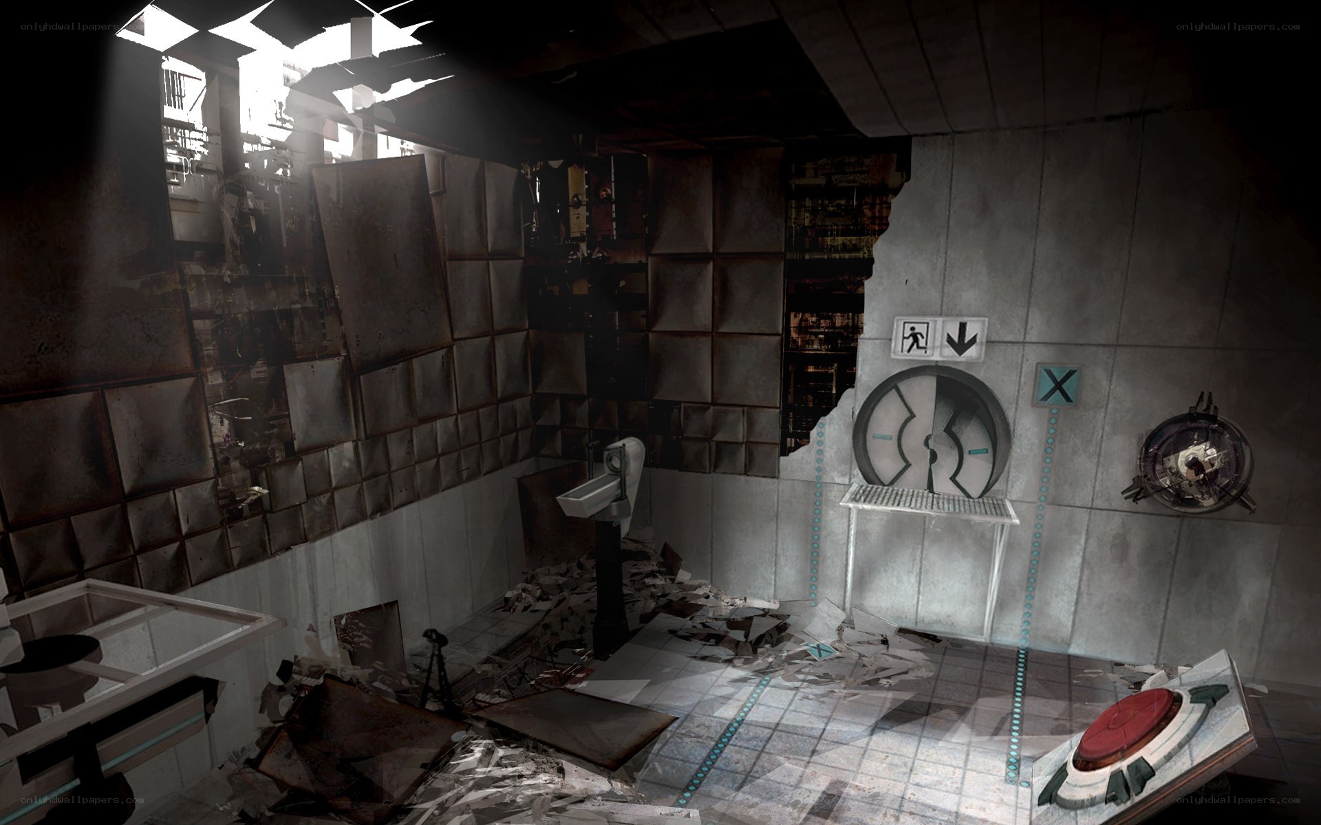 ruined futuristic room