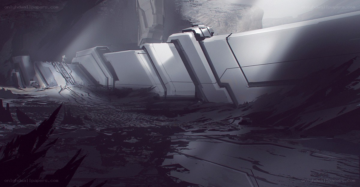 ruined futuristic structure
