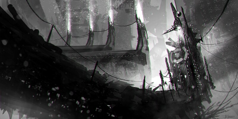 Ruined Futuristic Structure — Black