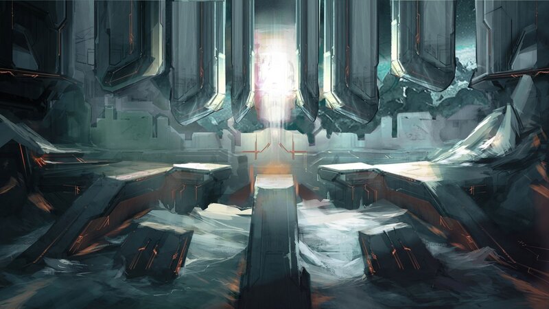 Ruined Futuristic Structure — Gray, Dramatic