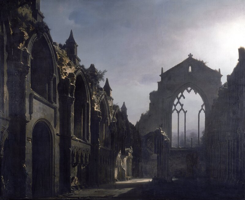 Ruined Gothic Cathedral — Gray, Dramatic