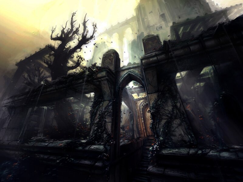 Ruined Gothic Structure — Gray