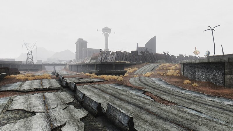 Ruined Highway in Desert