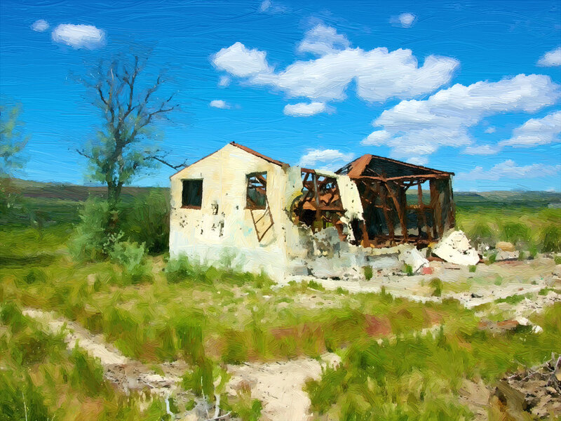 Ruined House in Field