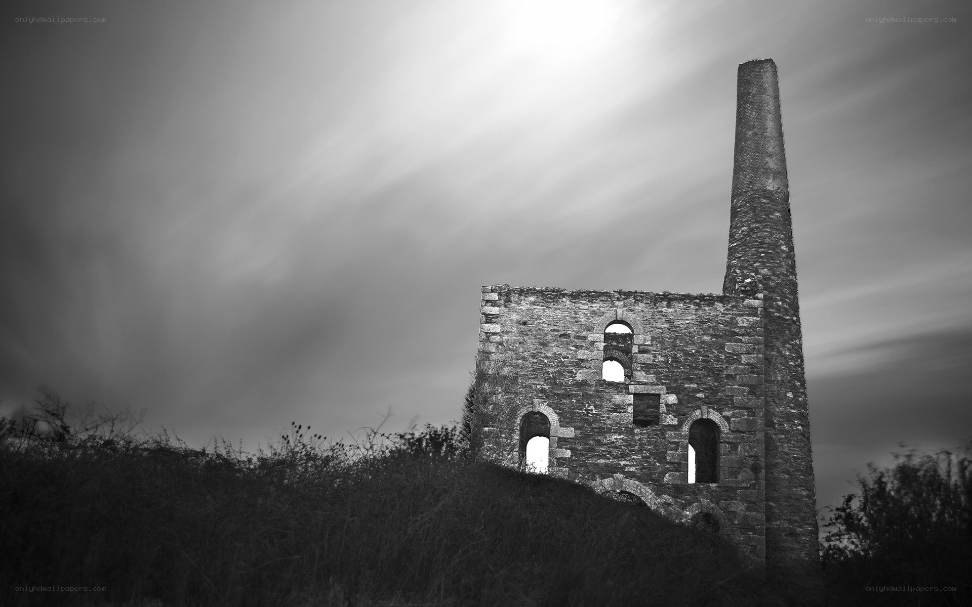 ruined industrial building
