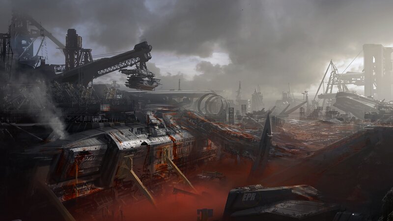 Ruined Industrial City — Gray, Dramatic