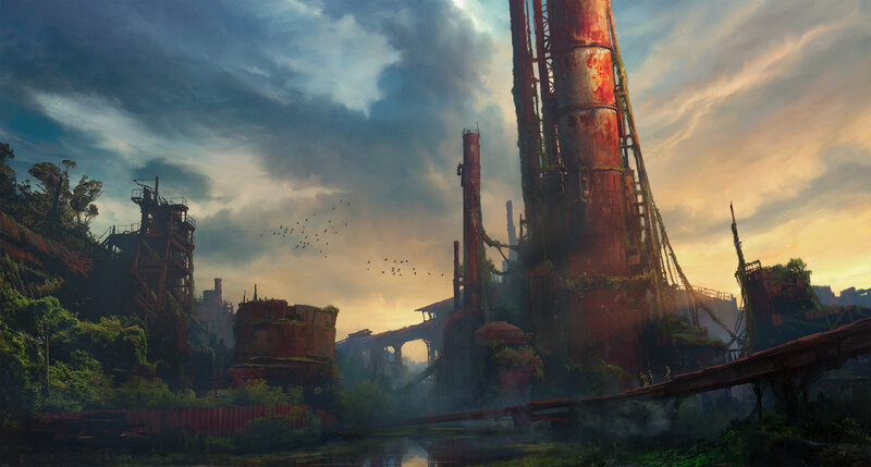 Ruined Industrial Complex — Gray, Dramatic, Sunset