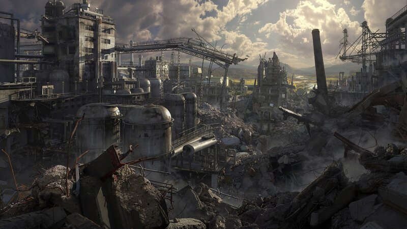 Ruined Industrial Complex — Gray, Dramatic