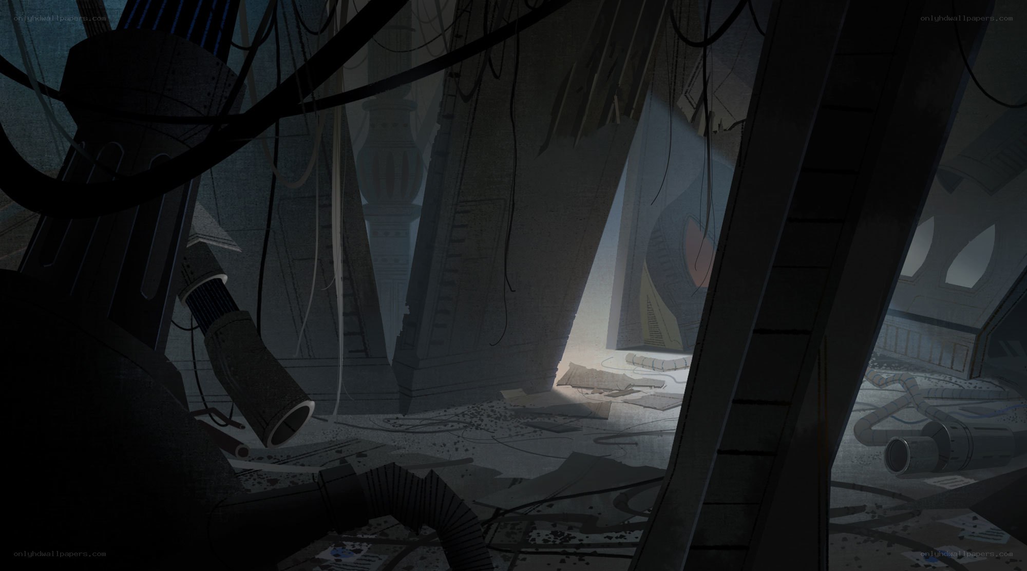 ruined industrial interior