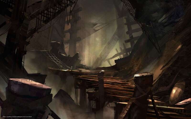 ruined industrial interior