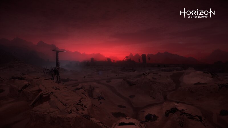 Ruined Landscape at Dusk — Red