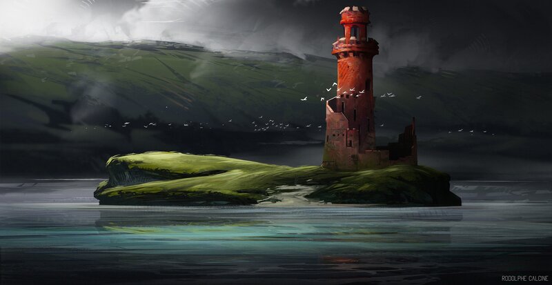 Ruined Lighthouse on Island