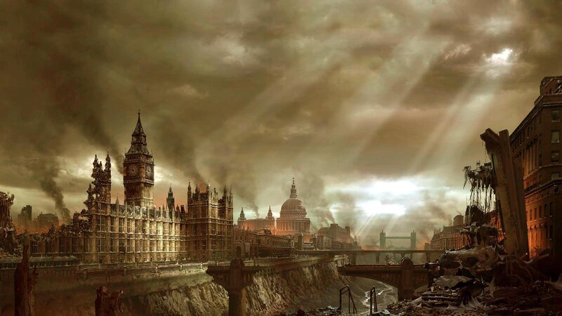 Ruined London Skyline — Brown