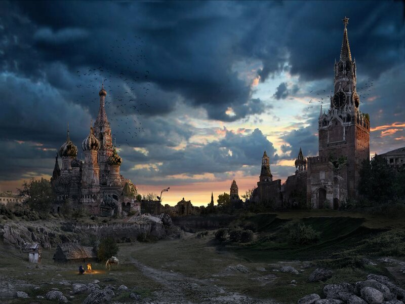 Ruined Moscow Landmarks — Dark Blue