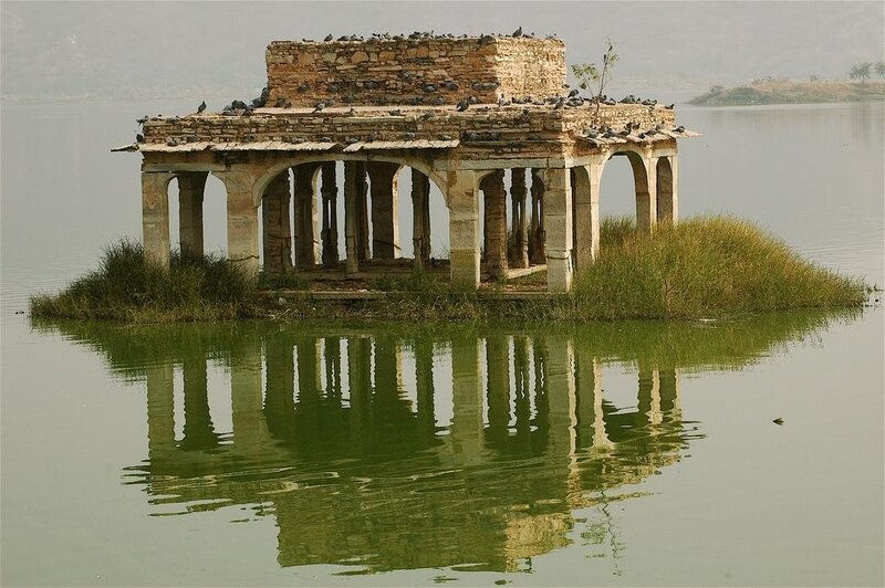 Ruined Pavilion in Lake