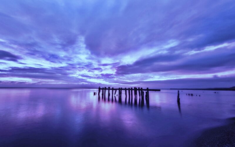 Ruined Pier at Dusk — Purple