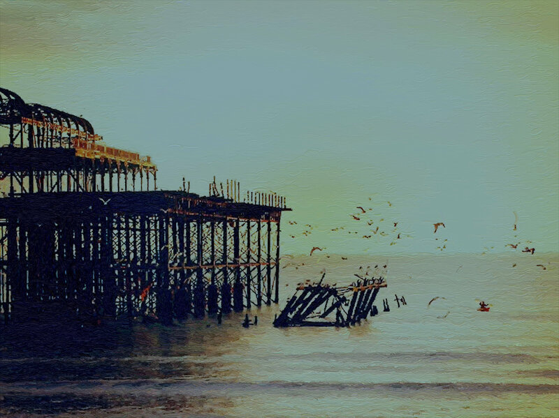 Ruined Pier at Sea