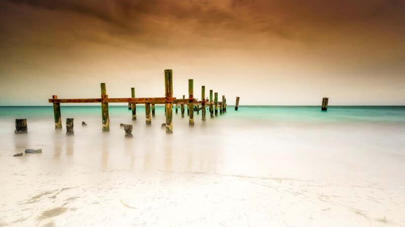 Ruined Pier on Beach
