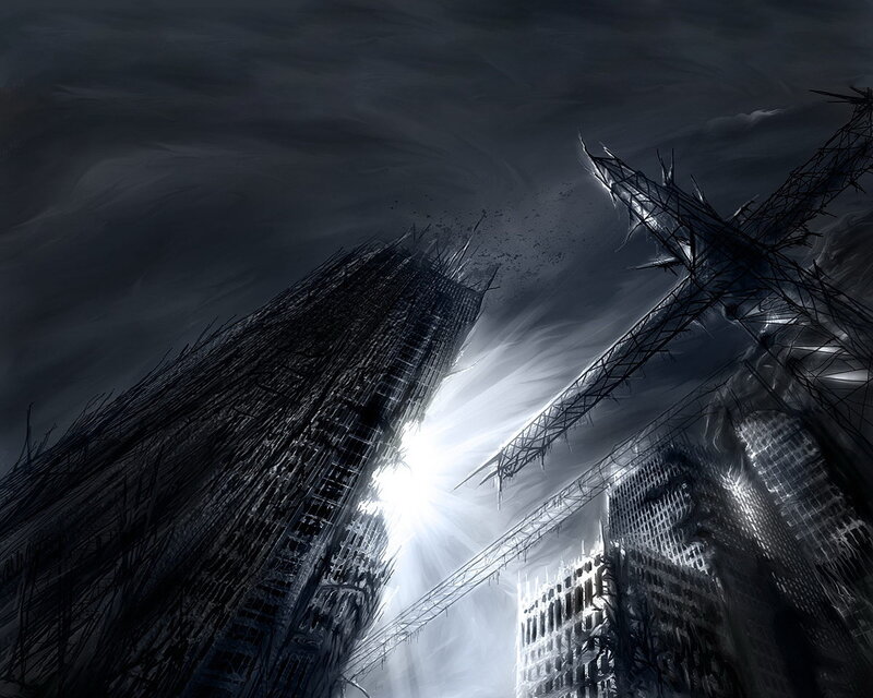Ruined Skyscrapers — Black, Dramatic