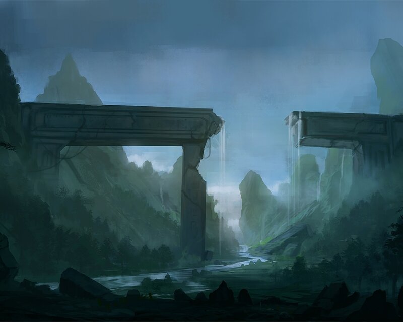 Ruined Stone Arches — Blue, Mysterious