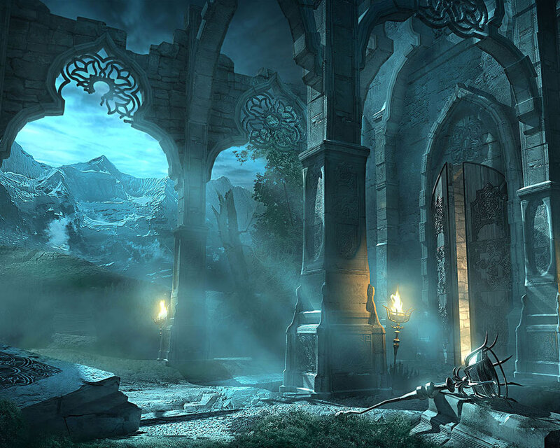 Ruined Stone Archway — Blue, Dramatic