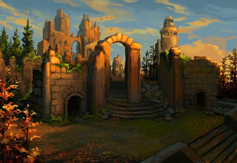 Ruined Stone Archway — Orange