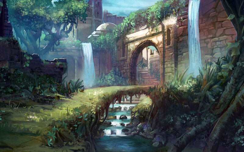 Ruined Stone Bridge — Green, Serene