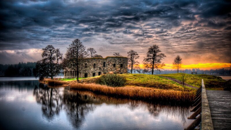 Ruined Stone Building — Blue, Dramatic