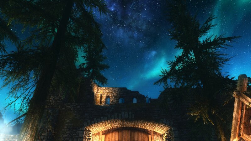 Ruined Stone Building — Blue, Serene, Night
