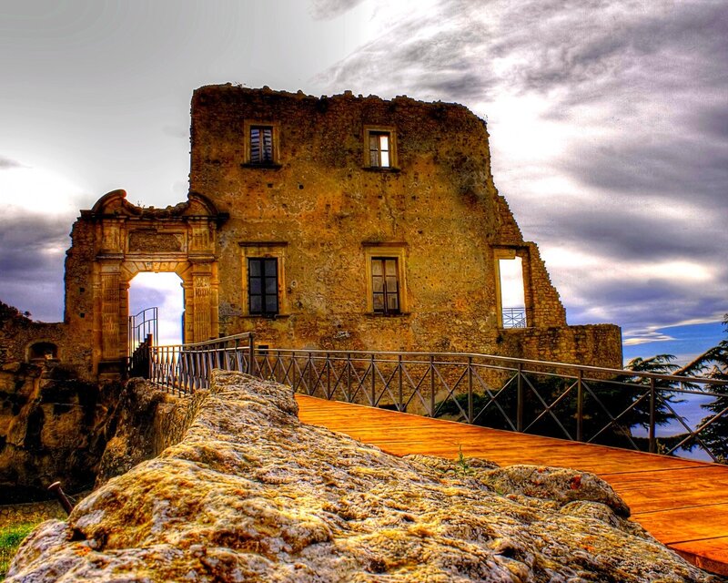 Ruined Stone Building — Brown, Dramatic, Sunset, Photograph
