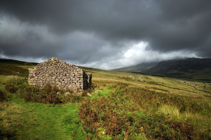 Ruined Stone Building — Green, Dramatic, Photograph