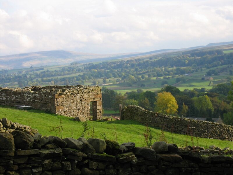 ruined stone building in countryside