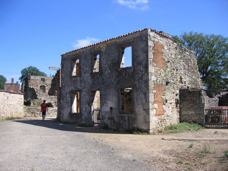 ruined stone building in village