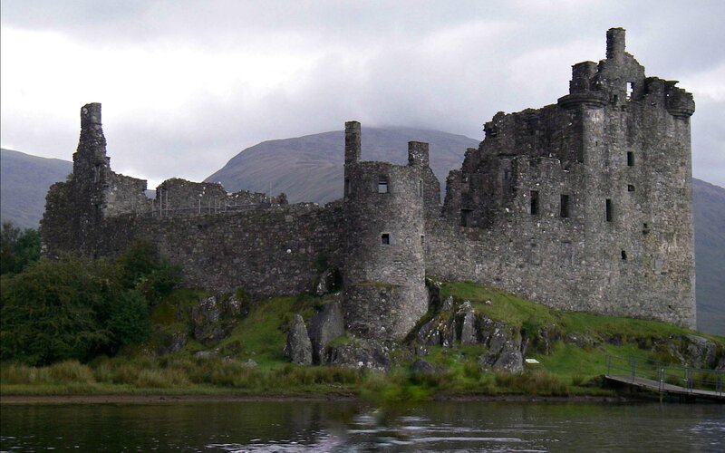 Ruined Stone Castle — Gray, Dramatic, Photograph, Mountain